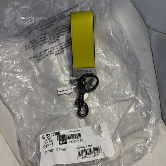 Coach Accessories - NWT - Coach Loop Key Fob Keychain Bag Charm Key Lime Leather